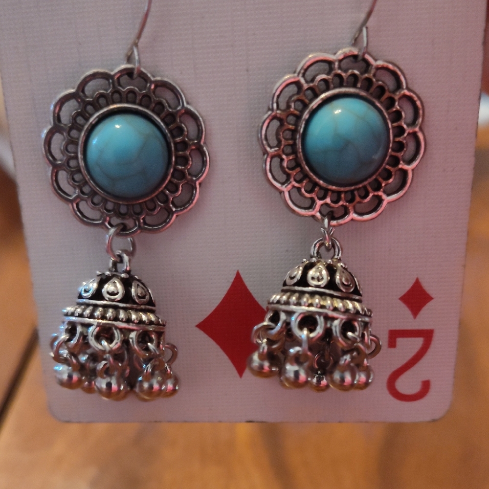 Silver and Turquoise Dangle Earrings